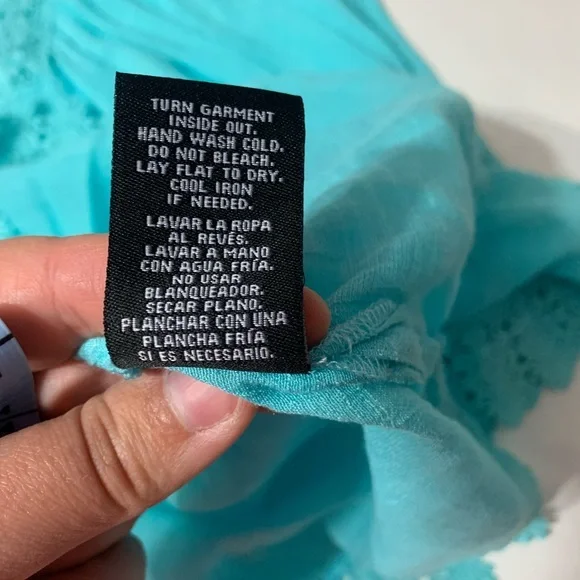 Zac & Rachel Turquoise Lace Trim Peasant Blouse Boho NWT Medium - Picture 6 of 8